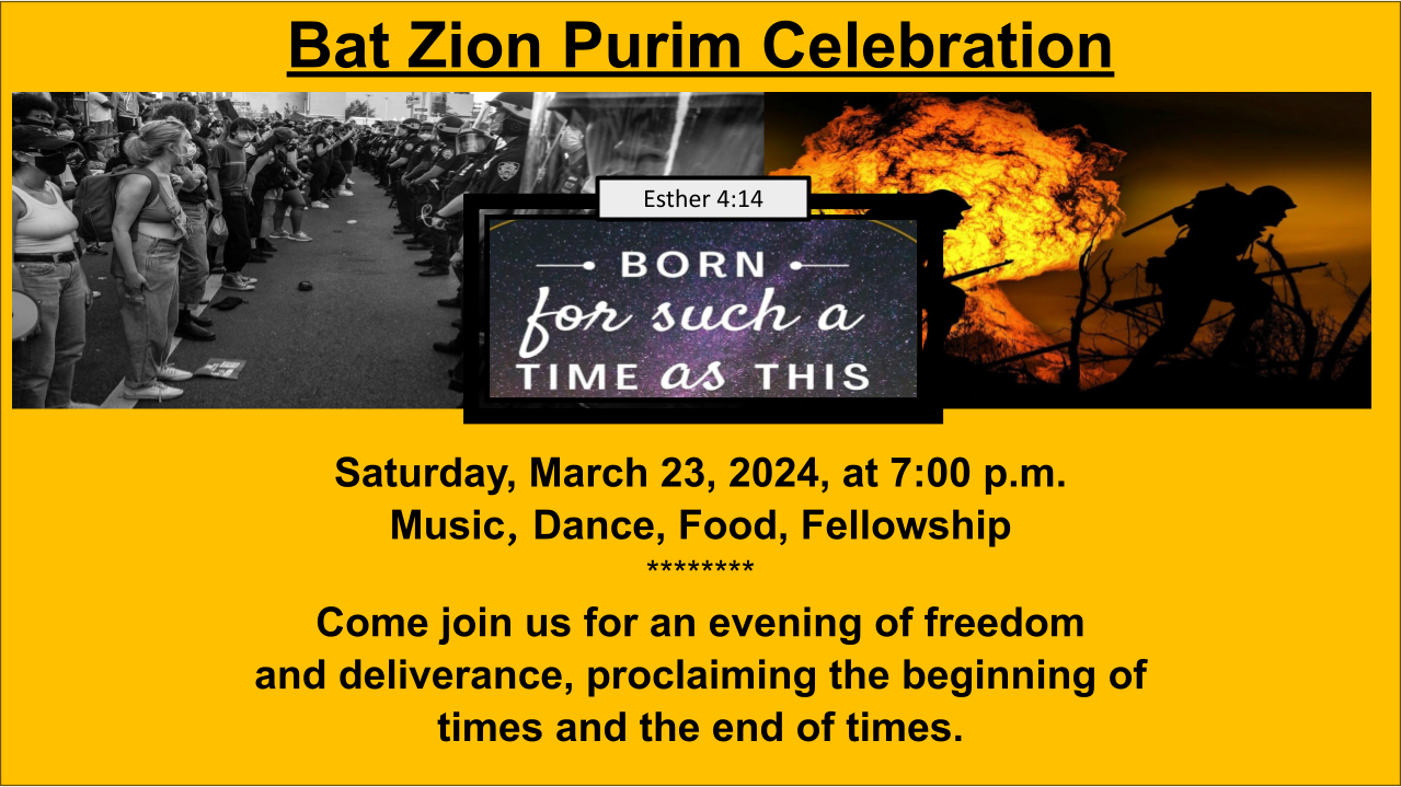 Announcements - 2024-03-23 Purim Celebration at 7:00 PM